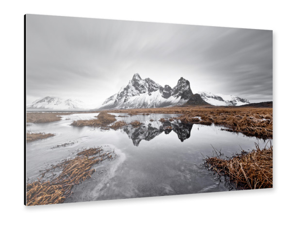 Alu-Dibond "Bergkette mit Spiegelung" 30x20 cm artboxONE