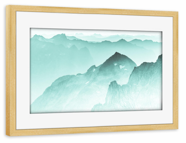 Poster mit Rahmen kiefer "Grüne Berge" artboxONE - Natur - Norwegen,Bergkette,Bergpanorama,Berge