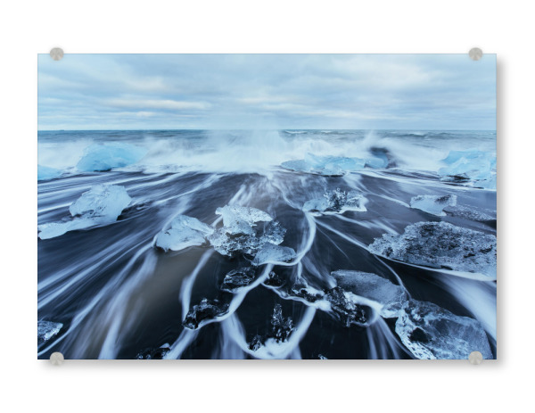 Acrylglasbild "Schmelzende Eisblöcke im Meer" artboxONE - Natur - Gletscher,Eis,Wasser,Meer,Schmelzen,Erderwärmung,Natur,Naturgewalt,Wellen