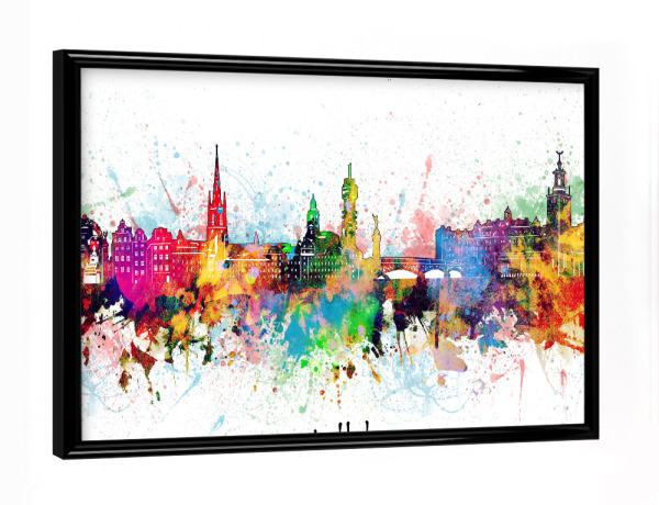 Poster mit schwarzem Rahmen "Stockholm skyline artistic" artboxONE - Städte,Reise,Städte / Stockholm