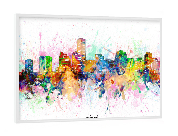 Poster mit weißem Rahmen "Miami skyline artistic" artboxONE - Städte,Reise