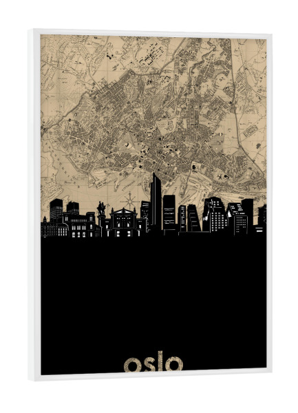 Poster mit weißem Rahmen "Oslo skyline map" artboxONE - Städte,Architektur,Kartografie