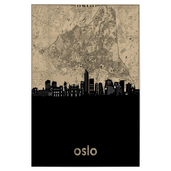 Poster 30x20 cm "Oslo skyline map" artboxONE - Städte,Architektur,Kartografie