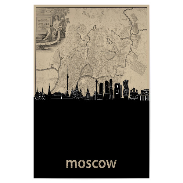 Poster "Moscow skyline map" artboxONE - Städte,Architektur,Kartografie