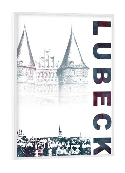 Poster mit weißem Rahmen "Lübeck & Holstentor" artboxONE - Städte,Architektur - Holstein,Deutschland,Tor,Hansestadt,Lübeck,Stadt,Architecture