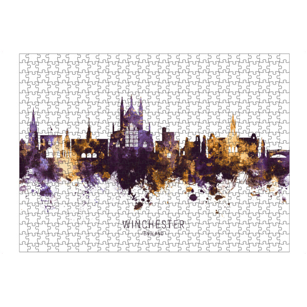 artboxONE Puzzle "Winchester Skyline PurpleGold" artboxONE - Städte - Winchester,England,Skyline,Cityscape,Stadtbild,Watercolor,City