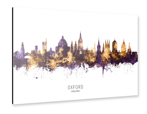 Alu-Dibond "Oxford England Skyline PurpleGold" 30x20 cm artboxONE