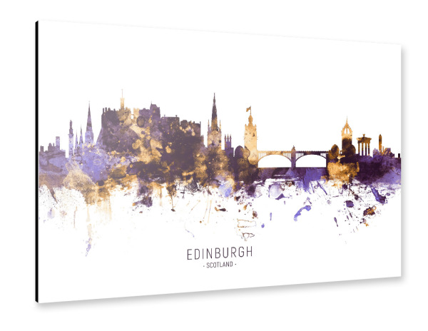 Alu-Dibond "Edinburgh Skyline PurpleGold" 30x20 cm artboxONE