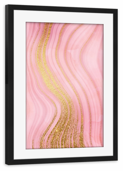 Poster mit Rahmen schwarz "Gold Veins on Pink Marble" artboxONE - Abstrakt,Für Mama,Marmor - Agate,Gemstone,Mermaid,Marble