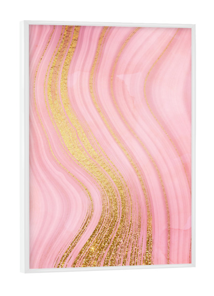 Poster mit weißem Rahmen "Gold Veins on Pink Marble" artboxONE - Abstrakt,Für Mama,Marmor - Agate,Gemstone,Mermaid,Marble