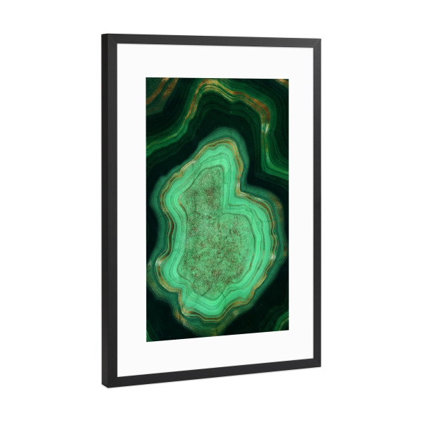 Poster mit Rahmen Schwarz (Metallic) "Green Gold Malachite Gem" artboxONE - Abstrakt,Fashion,Marmor - Marble,Gemstone,Agate