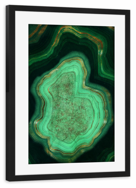 Poster mit Rahmen schwarz "Green Gold Malachite Gem" artboxONE - Abstrakt,Fashion,Marmor - Marble,Gemstone,Agate