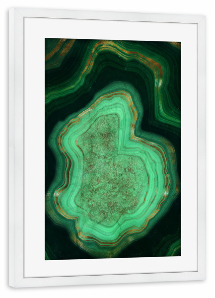 Poster mit Rahmen weiß "Green Gold Malachite Gem" artboxONE - Abstrakt,Fashion,Marmor - Marble,Gemstone,Agate