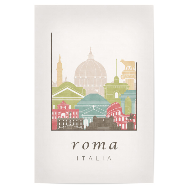 Poster "Rome skyline, pastel" artboxONE - Architektur,Städte / Rom - Rome,Roma,Rom,Italy,Italia,Italien,Skyline,Cityscape,Travel,City,Architecture
