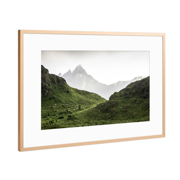 Poster mit Rahmen Kupfer "Lofoten landscape" artboxONE - Natur - Lofoten,Norwegen,Berglandschaft,Berge,Natur,Landschaft