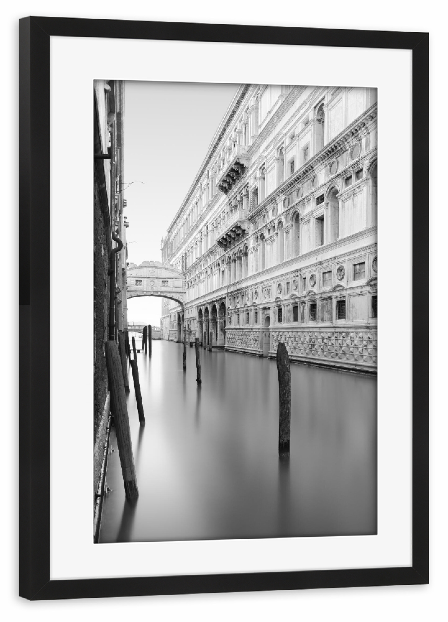 Poster mit Rahmen schwarz "Seufzerbrücke in Venedig" artboxONE - Städte,Reise,Schwarzweiß,Architektur,Städte / Venedig,Reise / Länder