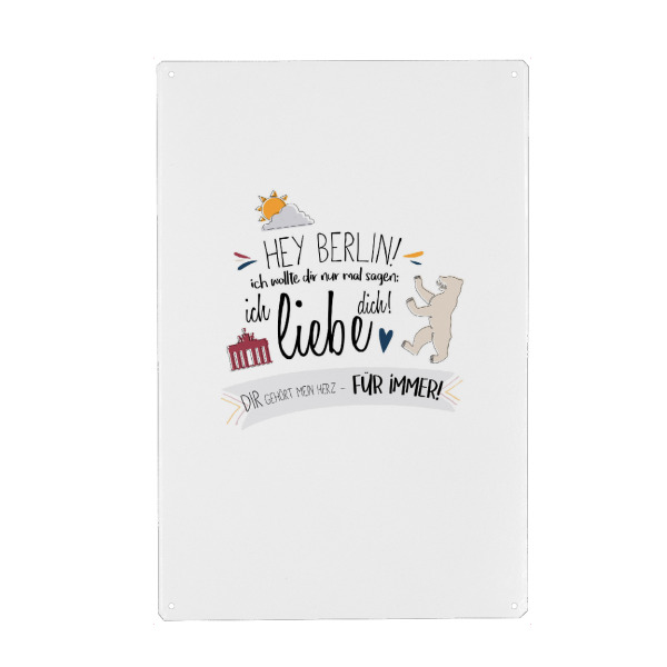 Holzbild "Hey Berlin - Ich liebe dich !" artboxONE - Städte,Städte / Berlin,Typografie,Schwarzweiß,Liebe
