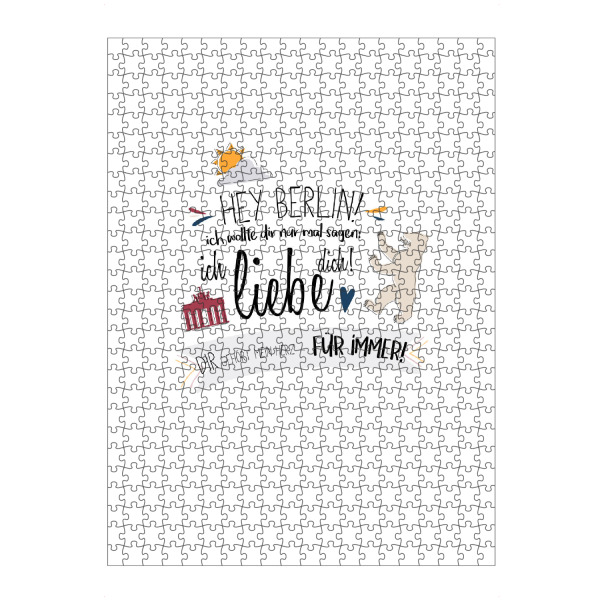 Puzzle Ravensburger "Hey Berlin - Ich liebe dich !" artboxONE - Städte,Städte / Berlin,Typografie,Schwarzweiß,Liebe