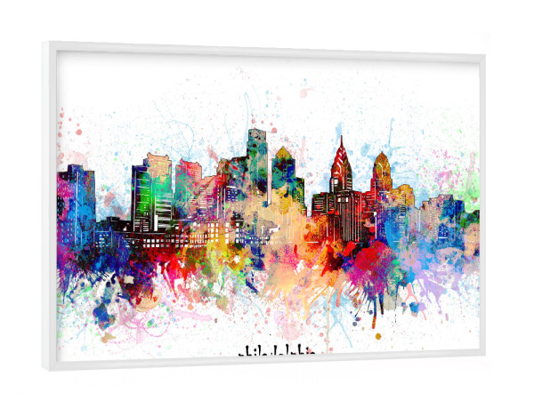 Poster mit weißem Rahmen "Philadelphia skyline artistic" artboxONE - Städte