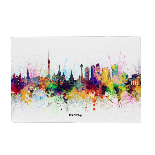 Metall Poster "Moscow skyline artistic" artboxONE - Städte