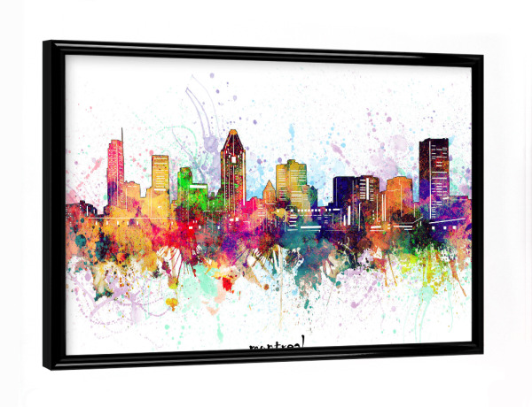 Poster mit schwarzem Rahmen "Montreal skyline artistic" artboxONE - Städte