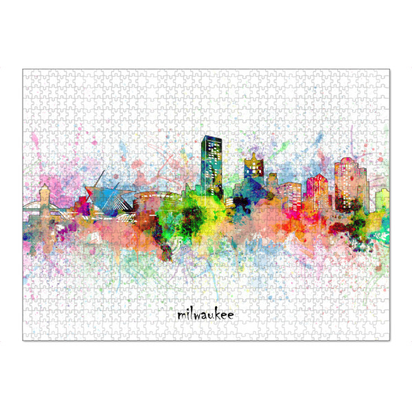 Puzzle Ravensburger "Milwaukee skyline artistic" artboxONE - Städte