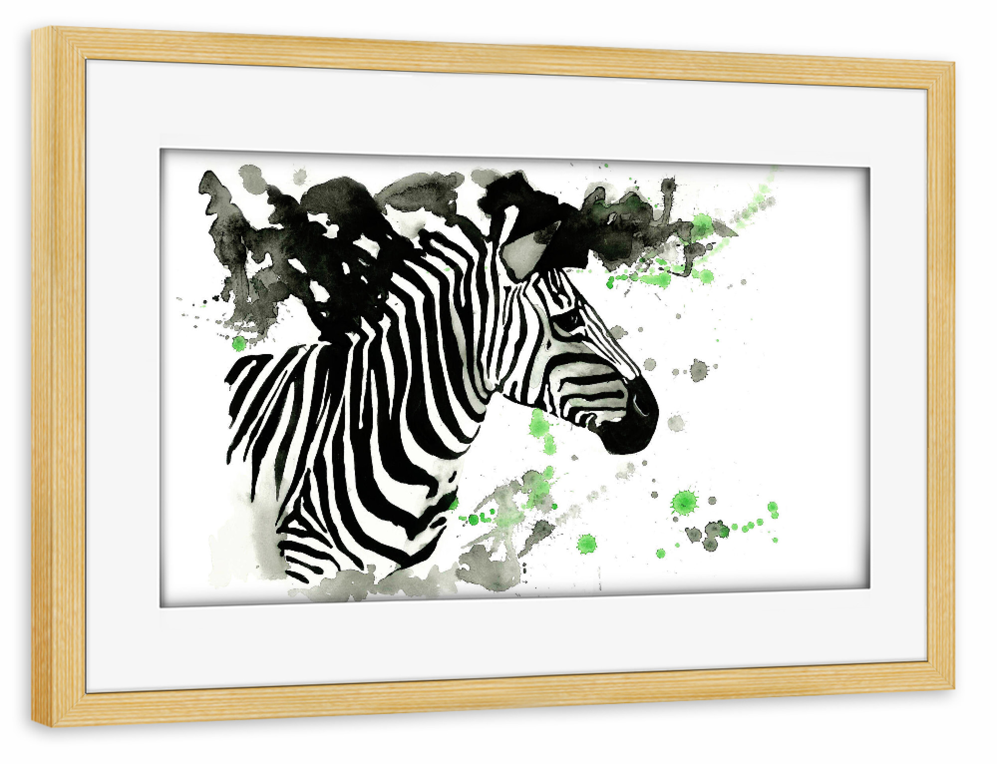 Poster mit Rahmen kiefer "Wildlife Zebra" artboxONE - Tiere,Schwarzweiß