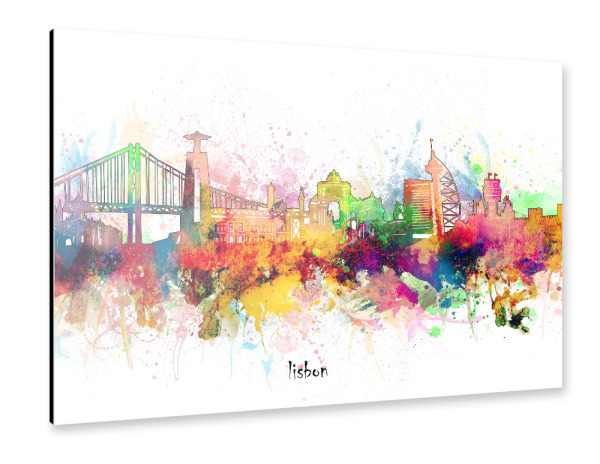 Alu-Dibond "Lisbon skyline artistic" 30x20 cm artboxONE
