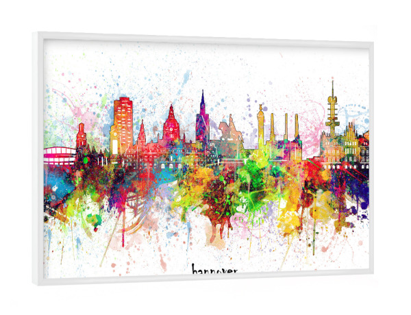 Poster mit weißem Rahmen "Hannover skyline artistic" artboxONE - Städte