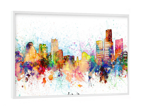 Poster mit weißem Rahmen "Detroit skyline artistic" artboxONE - Städte