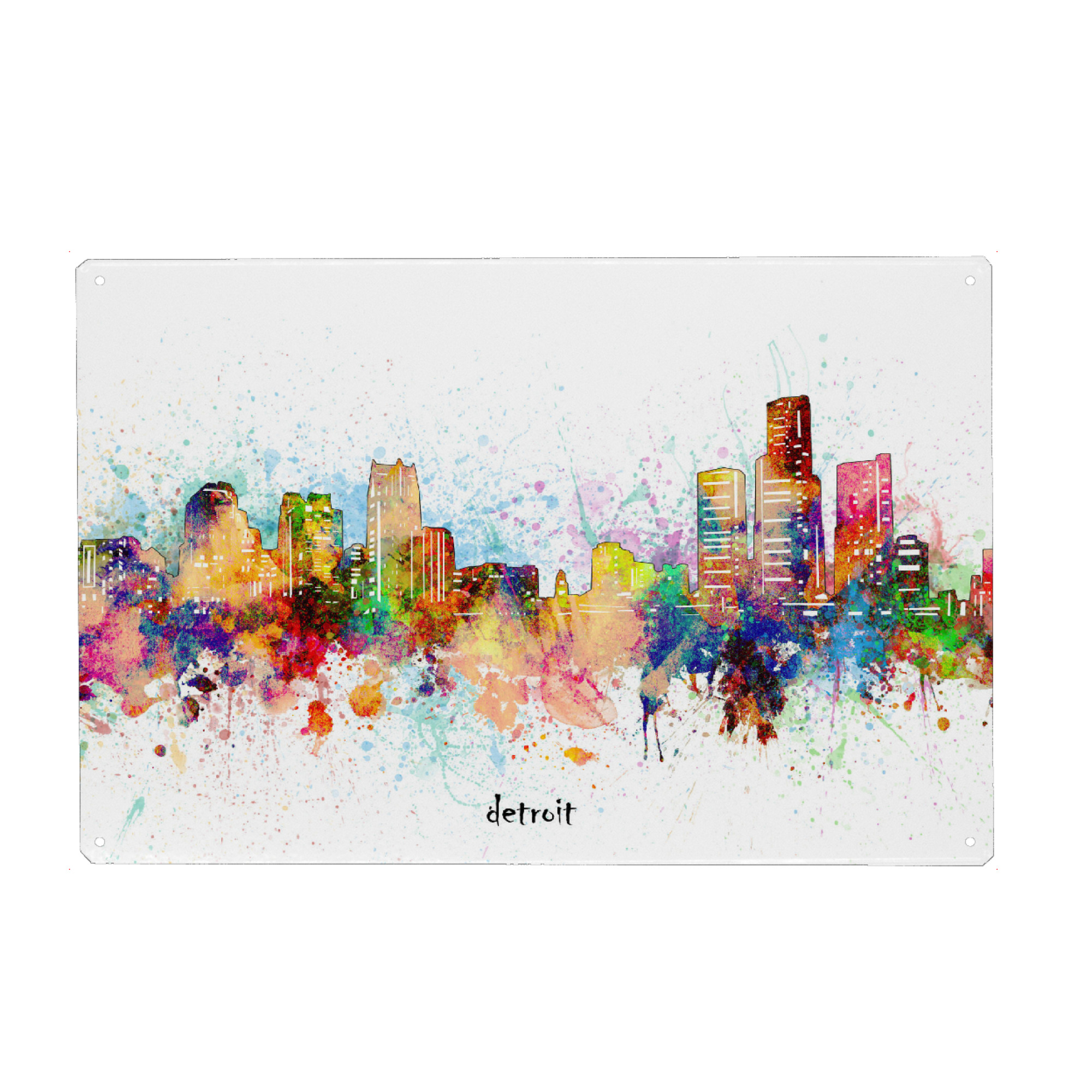 Holzbild "Detroit skyline artistic" artboxONE - Städte