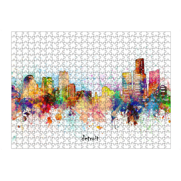 Puzzle Ravensburger "Detroit skyline artistic" artboxONE - Städte