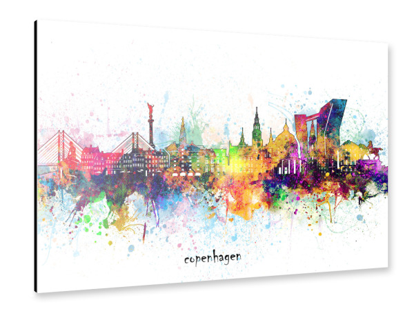 Alu-Dibond "Copenhagen skyline artistic" 30x20 cm artboxONE