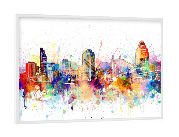Poster mit weißem Rahmen "Cincinnati skyline artistic" artboxONE - Städte