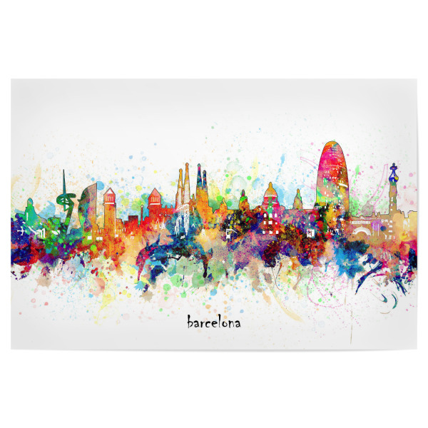 Poster 30x20 cm "Barcelona skyline artistic" artboxONE - Städte,Städte / Barcelona