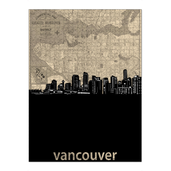 Puzzle Ravensburger "Vancouver skyline map" artboxONE - Städte,Reise,Architektur,Kartografie