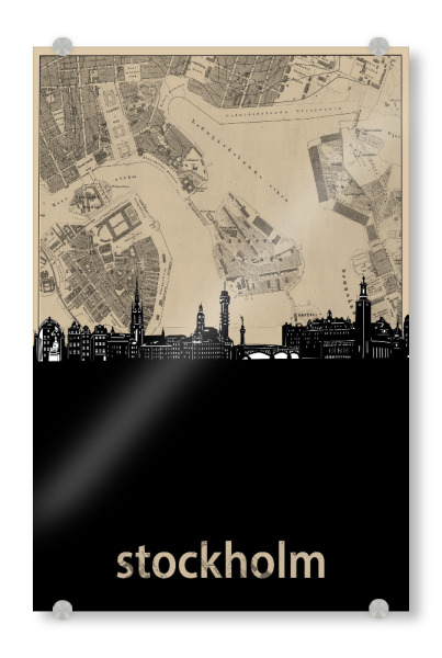Acrylglasbild "Stockholm skyline map" artboxONE - Städte,Reise,Architektur,Städte / Stockholm,Kartografie
