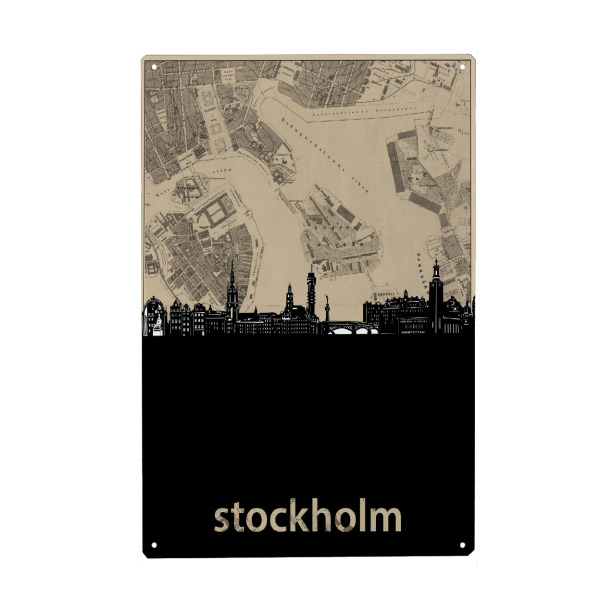 Metall Poster "Stockholm skyline map" artboxONE - Städte,Reise,Architektur,Städte / Stockholm,Kartografie