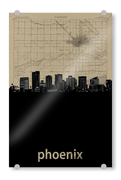 Acrylglasbild "Phoenix skyline map" artboxONE - Städte,Reise,Architektur,Kartografie