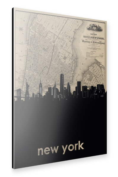 Alu-Dibond "New york skyline map" 30x20 cm artboxONE