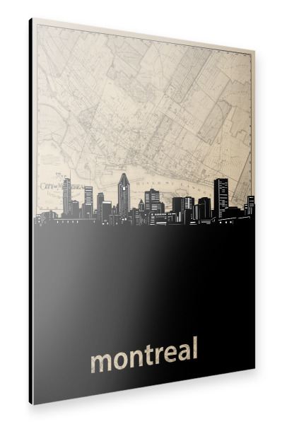Alu-Dibond "Monteral skyline map" 30x20 cm artboxONE