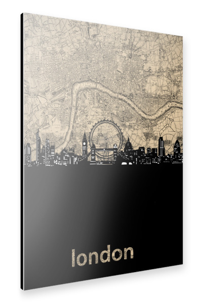 Alu-Dibond "London skyline map" 30x20 cm artboxONE