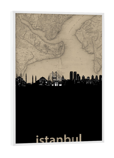 Poster mit weißem Rahmen "Istanbul skyline map" artboxONE - Städte,Reise,Architektur,Städte / Istanbul,Kartografie