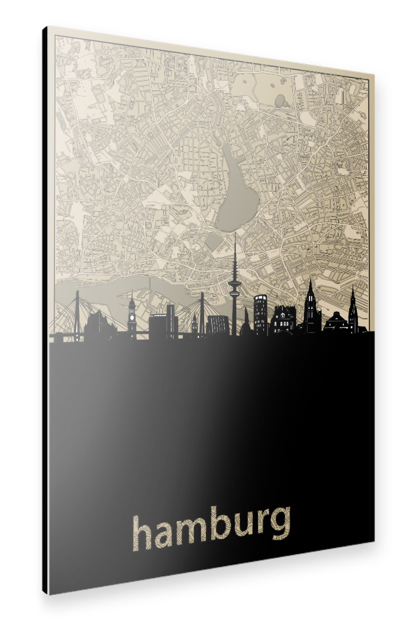 Alu-Dibond "Hamburg skyline map" 75x50 cm artboxONE