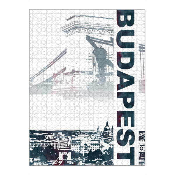 Puzzle Ravensburger "Budapest & Kettenbrücke" artboxONE - Schwarzweiß,Architektur,Städte / Budapest - Ungarn,Hängebrücke,Donau,Széchenyi,Budapest,City