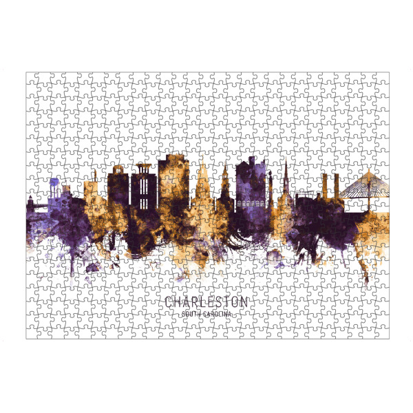 artboxONE Puzzle "Charleston Skyline PurpleGold" artboxONE - Städte - Charleston,South carolina,Skyline,Cityscape,Stadtbild,Watercolor,City