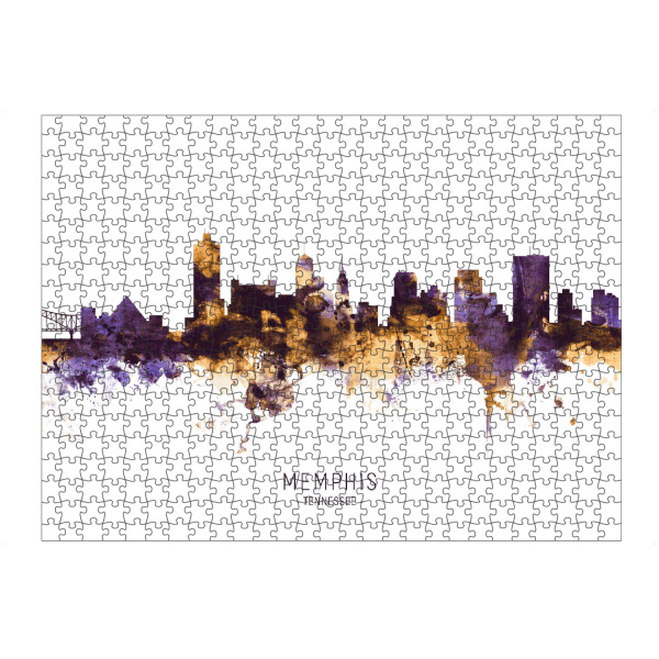 Puzzle Ravensburger "Memphis Skyline PurpleGold" artboxONE - Städte - Memphis,Tennessee,Skyline,Cityscape,Stadtbild,Watercolor,Usa - Bild memphis