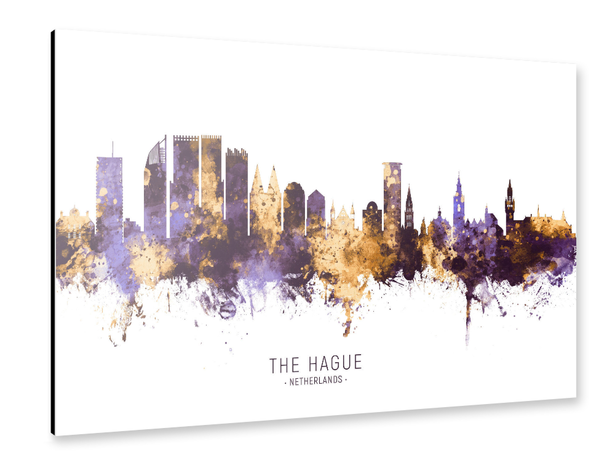 Alu-Dibond "The Hague Skyline PurpleGold" 75x50 cm artboxONE