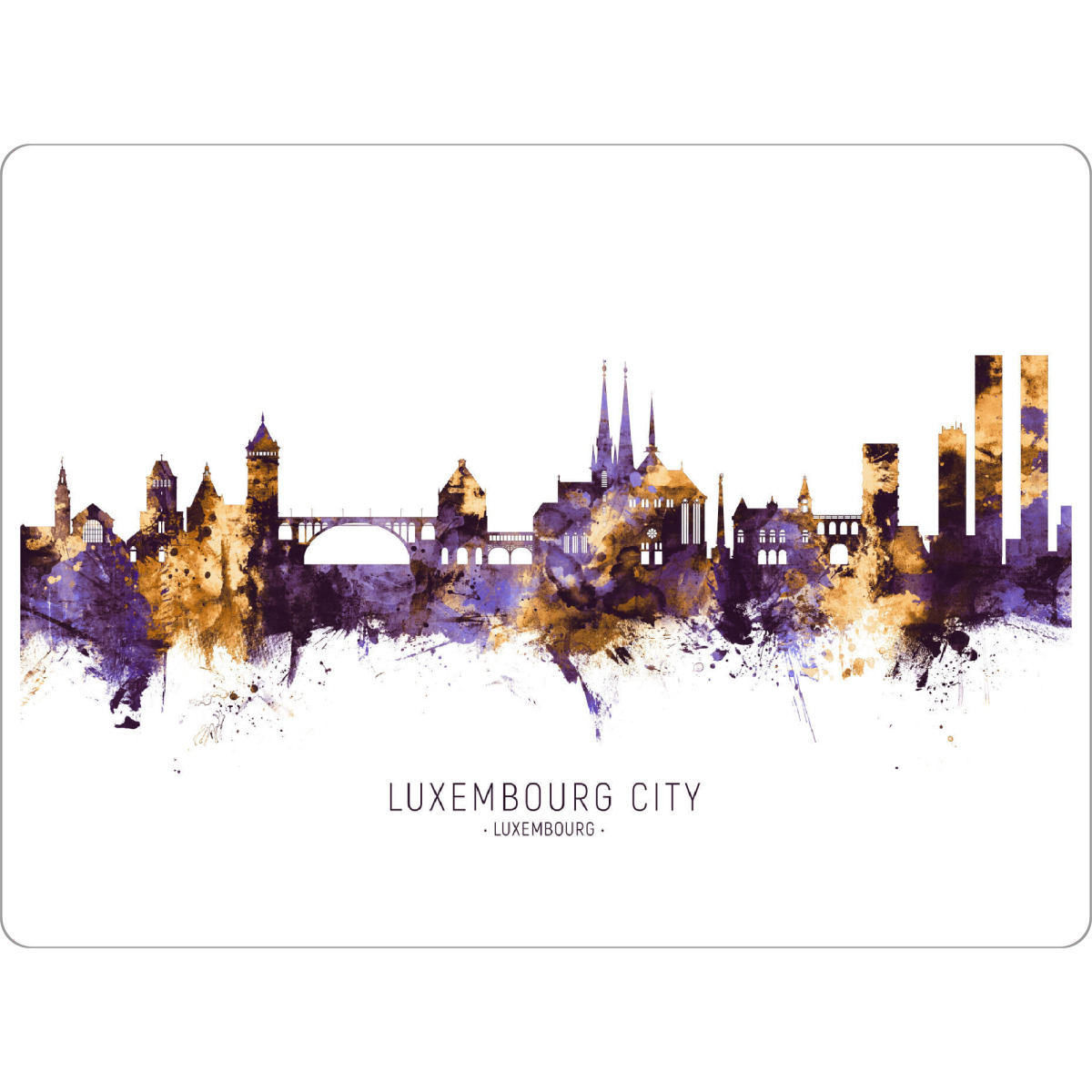 Tischset "Luxembourg City Skyline PurpleGold" artboxONE - Städte - Luxembourg city,Luxembourg,Skyline,Cityscape,Stadtbild,Watercolor,City