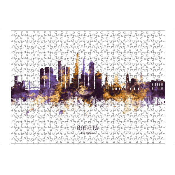 artboxONE Puzzle "Bogota Colombia Skyline PurpleGold" artboxONE - Städte - Bogotá,Colombia,Skyline,Cityscape,Stadtbild,Watercolor,City